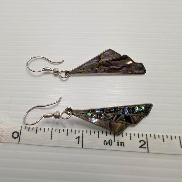 Vintage Taxco Silver and Abalone Shell Fan Earrings - Picture 16 of 16
